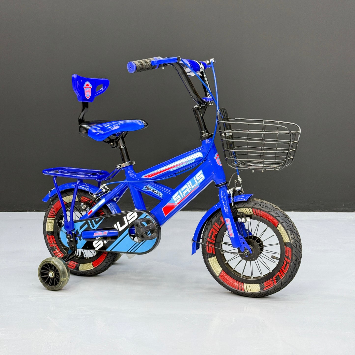 Series 12” Kids Bicycle – Heavy-Duty Frame with Front Basket & Backrest Seat – Safe & Stable Ride blue