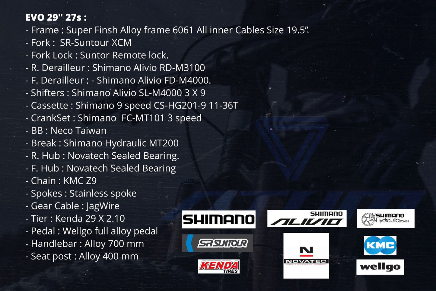 دراجة جبلية احترافية مقاس 29 بوصة - إطار من سبائك الألومنيوم - مكونات شيمانو أليفيو كاملة - فرامل قرصية هيدروليكية