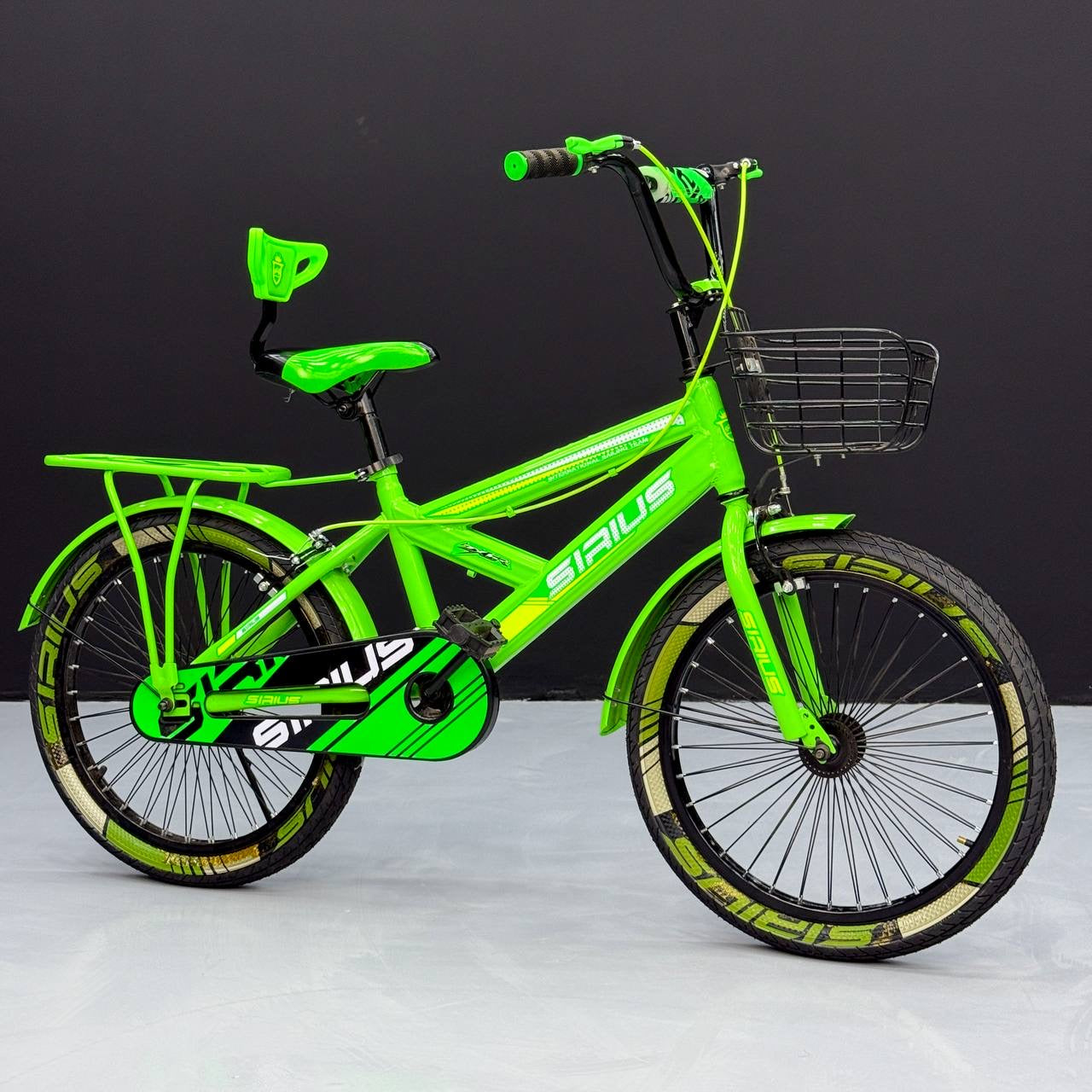 Series 20” Kids Bicycle – Heavy-Duty Frame with Front Basket & Backrest Seat – Safe & Stable Ride Green