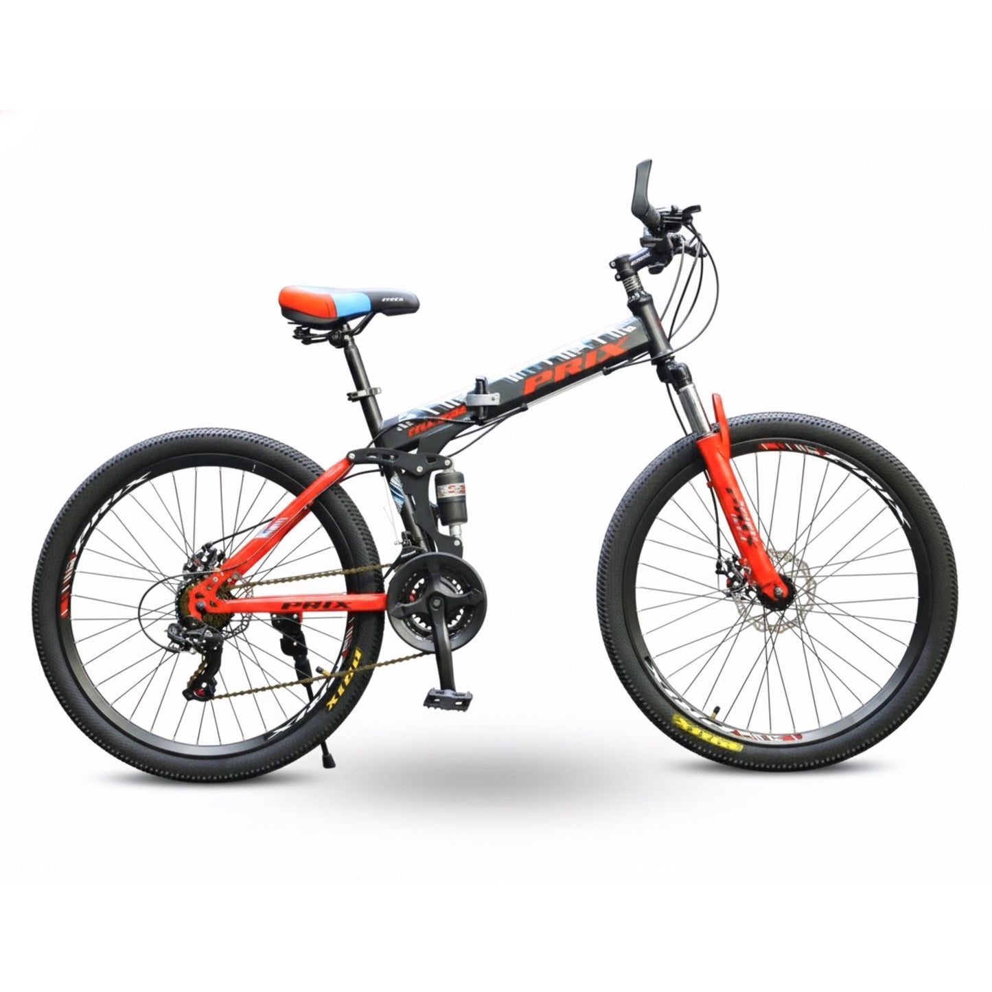 Foldable Mountain Bike 26 Inch – 21 Speed – Strong Steel Frame – Front & Rear Disc Brakes – Dual Suspension red