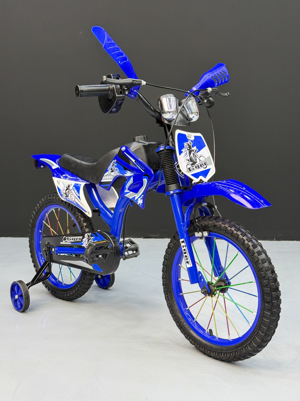16-Inch Sporty Motorcycle-Style Bicycle for Ages 4-6 Years Blue