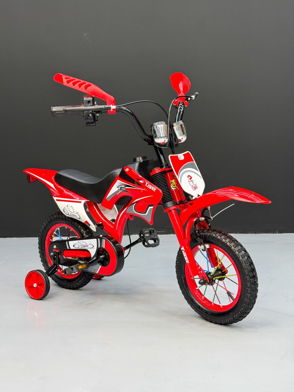 12-Inch Sporty Motorcycle-Style Bicycle for Ages 2-4 Years Red