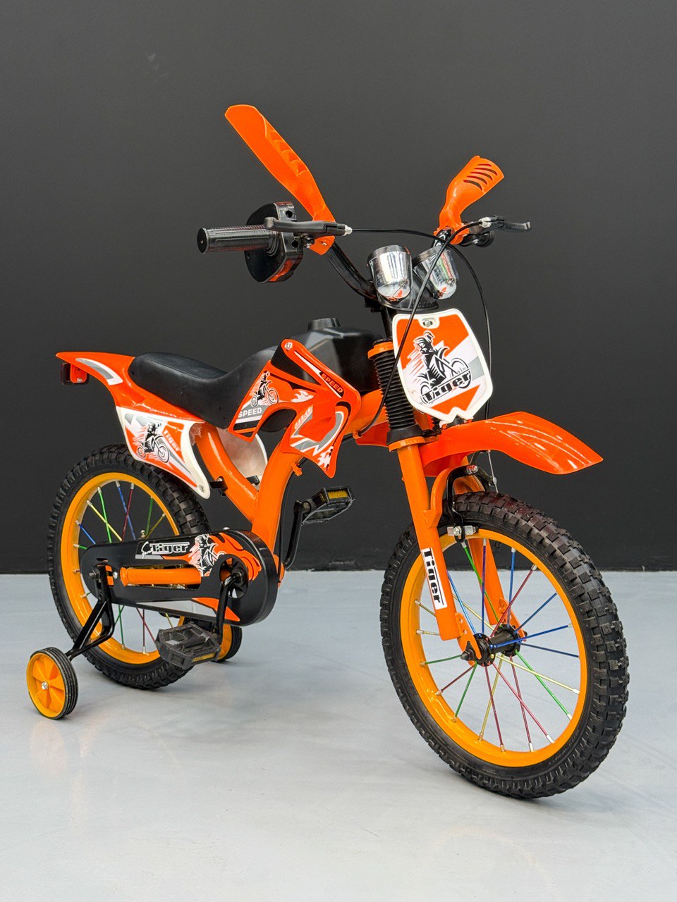 16-Inch Sporty Motorcycle-Style Bicycle for Ages 4-6 Years Orange