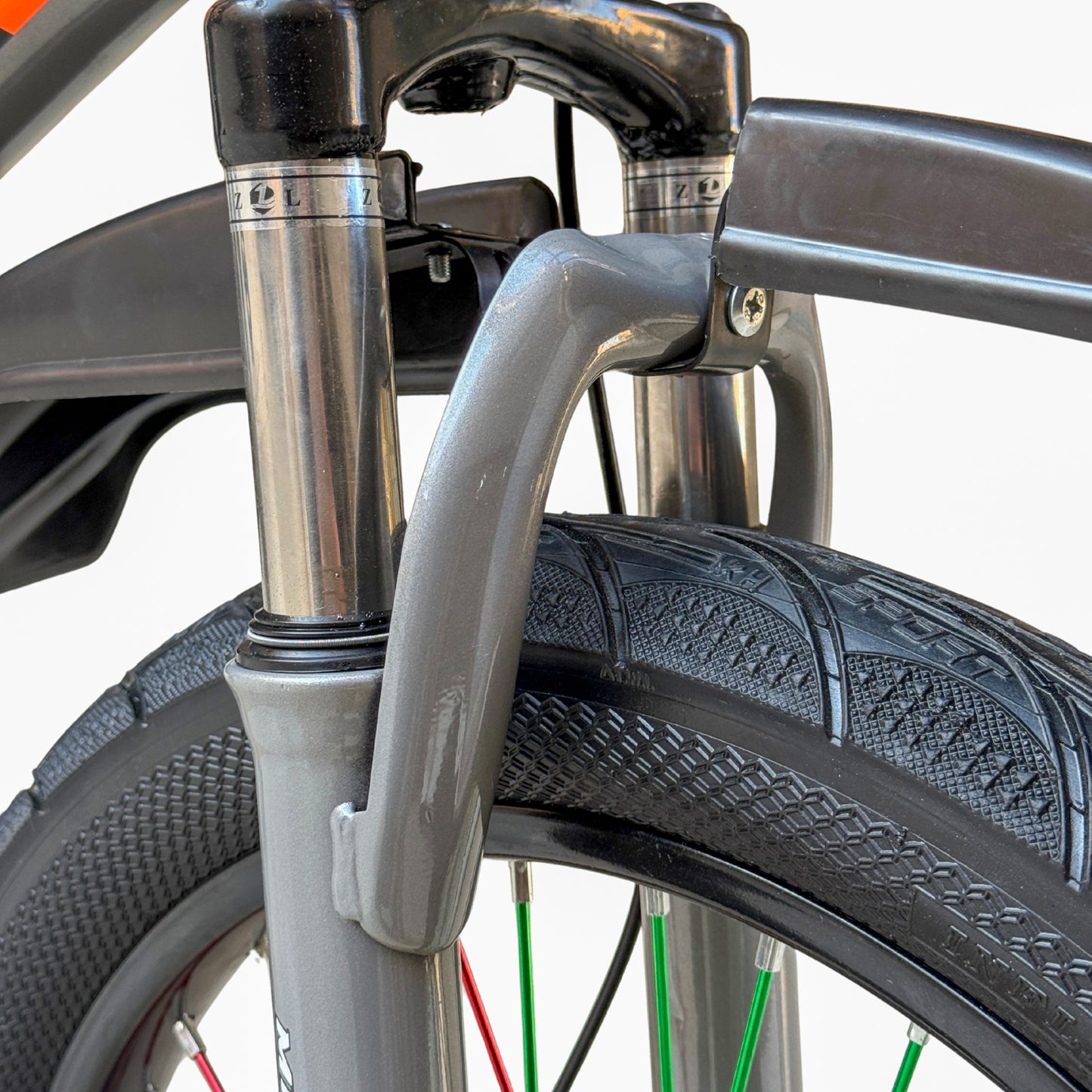 BMX 20 Inch Bike for Kids & Teens (Ages 6–15) – Front Suspension, Disc Brake, Front Basket, Color Spokes & Rear Comfortable Seat silver