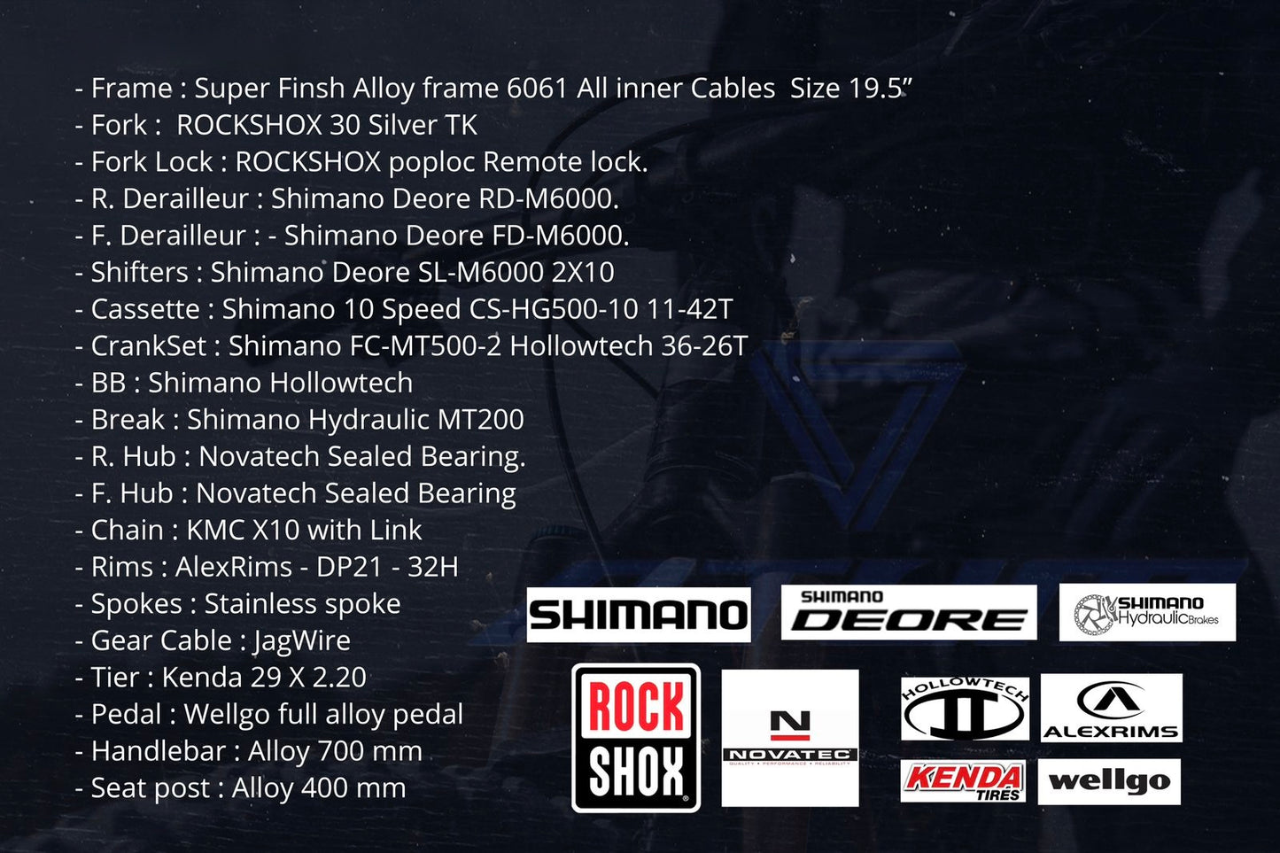 دراجة جبلية احترافية مقاس 29 بوصة - إطار من سبائك الألومنيوم - ناقل حركة شيمانو ديور 20 سرعة - فرامل هيدروليكية - شوكة روك شوكس