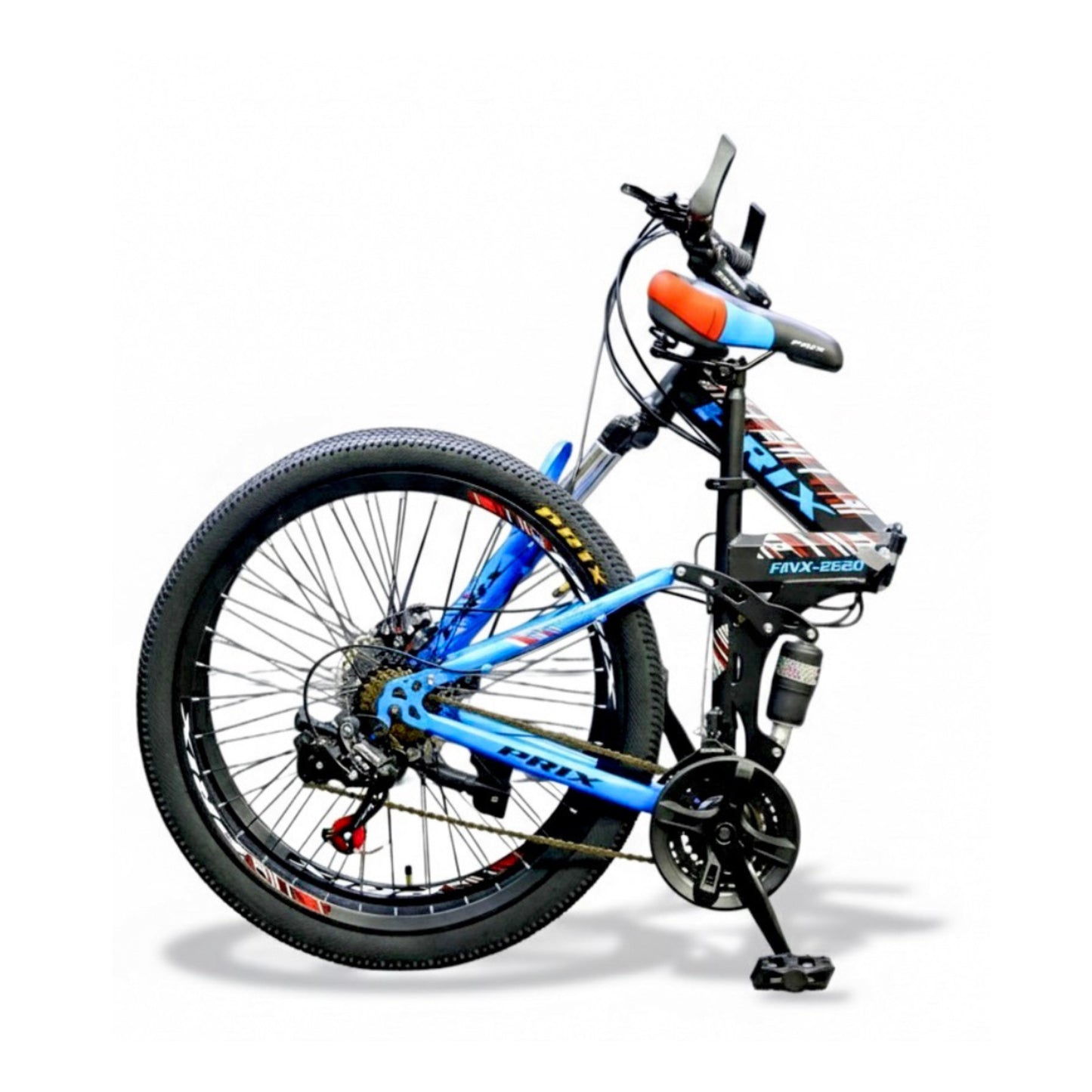 Foldable Mountain Bike 26 Inch – 21 Speed – Strong Steel Frame – Front & Rear Disc Brakes – Dual Suspension blue