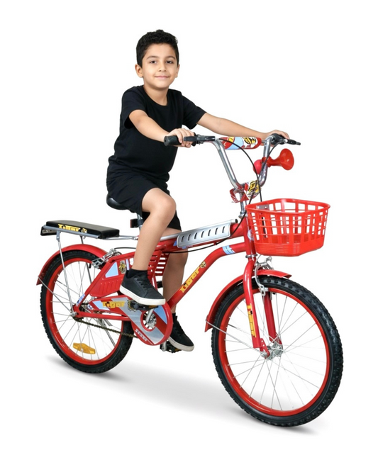 TIGER Kids Bike 20 Inch with Front Basket & Back Seat – For Children 6 to 10 Years