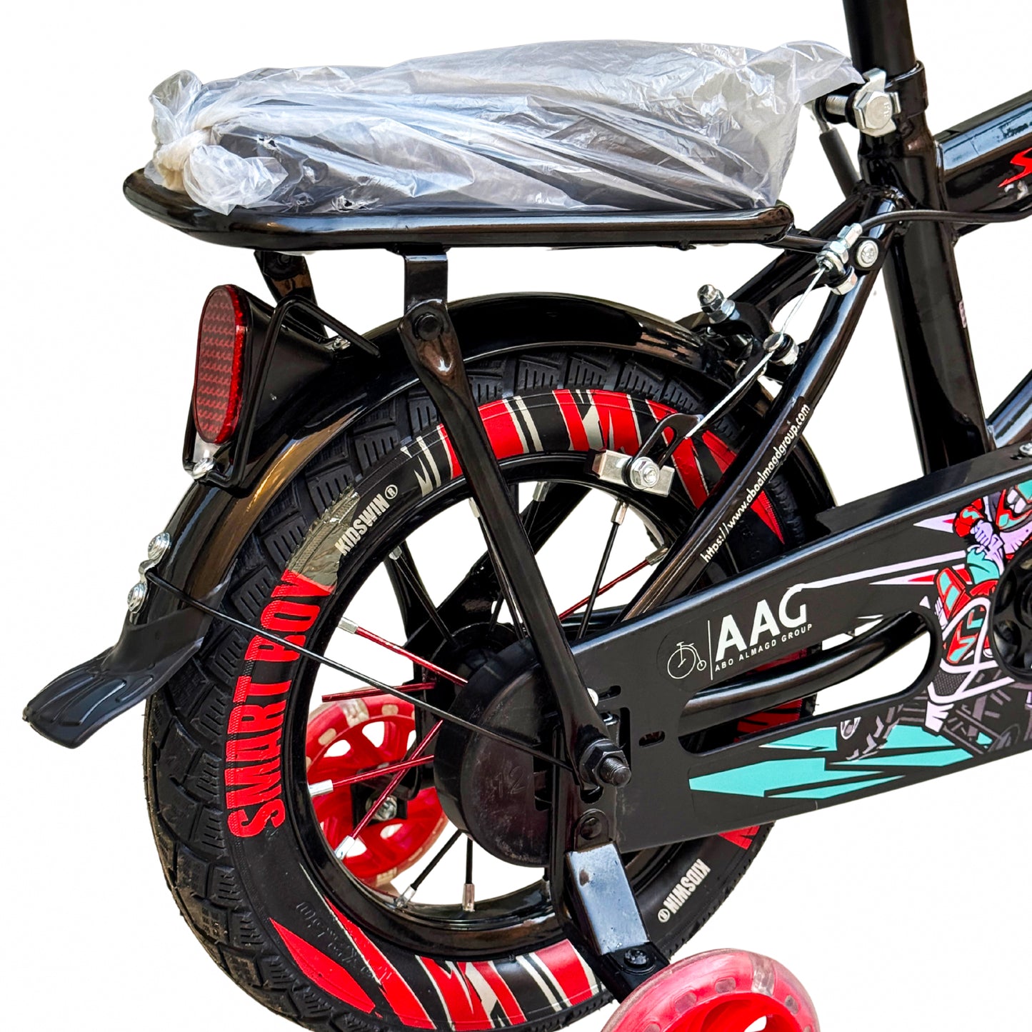 Kids 12 Inch Bicycle – Front Basket, Rear Padded Seat, Chain Guard, Light-Up Training Wheels & Adjustable Quick-Release Seat – For Ages 2–5 Years red