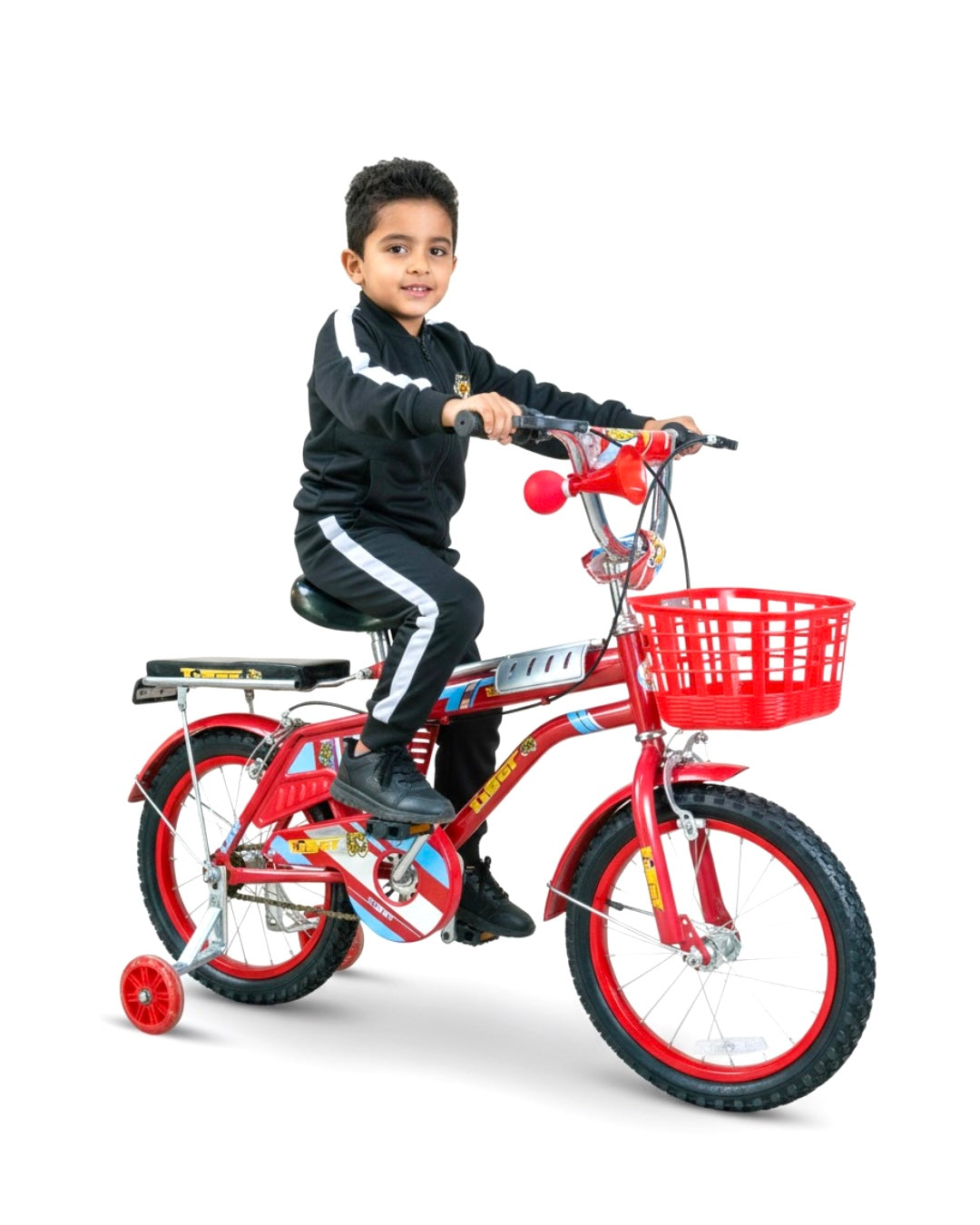 TIGER Kids Bike 16 Inch with Front Basket & Back Seat – For Children 4 to 7 Years