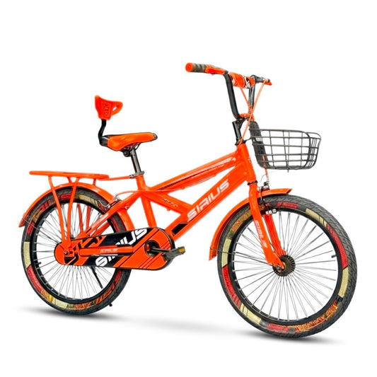 Series 20” Kids Bicycle – Heavy-Duty Frame with Front Basket & Backrest Seat – Safe & Stable Ride Orange