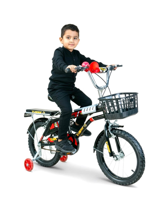 TIGER Kids Bike 16 Inch with Front Basket & Back Seat – For Children 4 to 7 Years