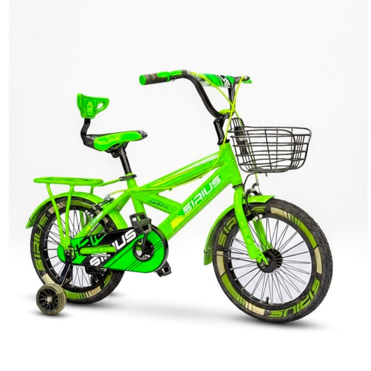 Series 16” Kids Bicycle – Heavy-Duty Frame with Front Basket & Backrest Seat – Safe & Stable Ride Green