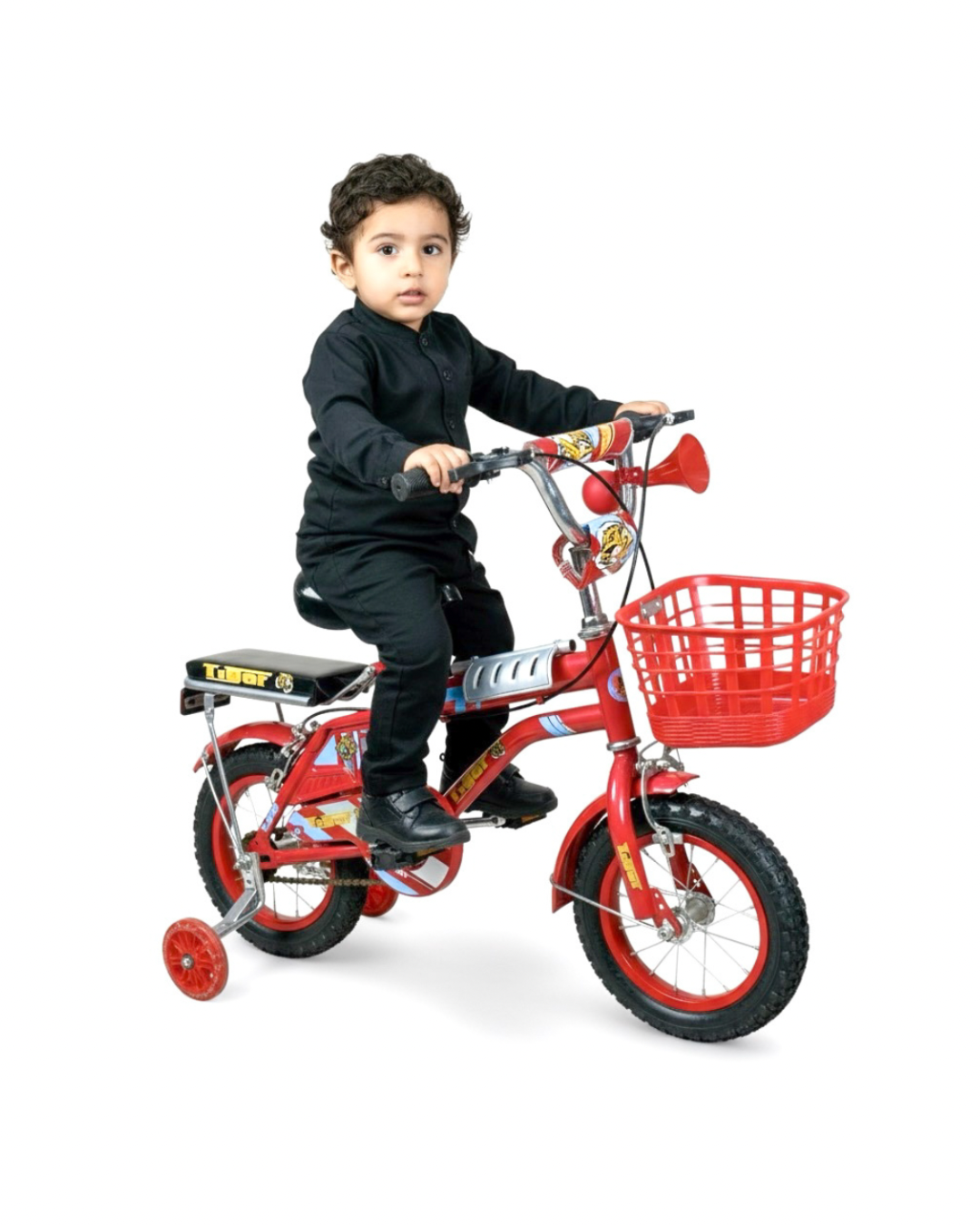 TIGER Kids Bike 12 Inch with Front Basket & Back Seat – For Children 2 to 5 Years