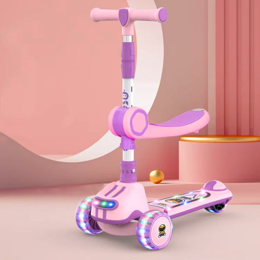 3-in-1 Kids Scooter with Seat, Music & LED Lights