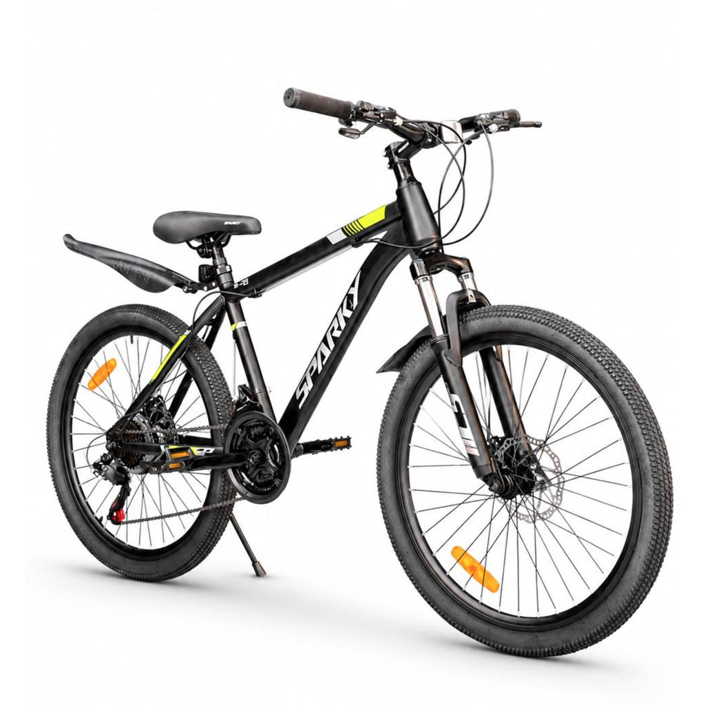 24-inch Mountain Bike - 21 Speeds, Disc Brakes, Front Suspension, Fenders, Quick Release Seat, and High-Quality Tires