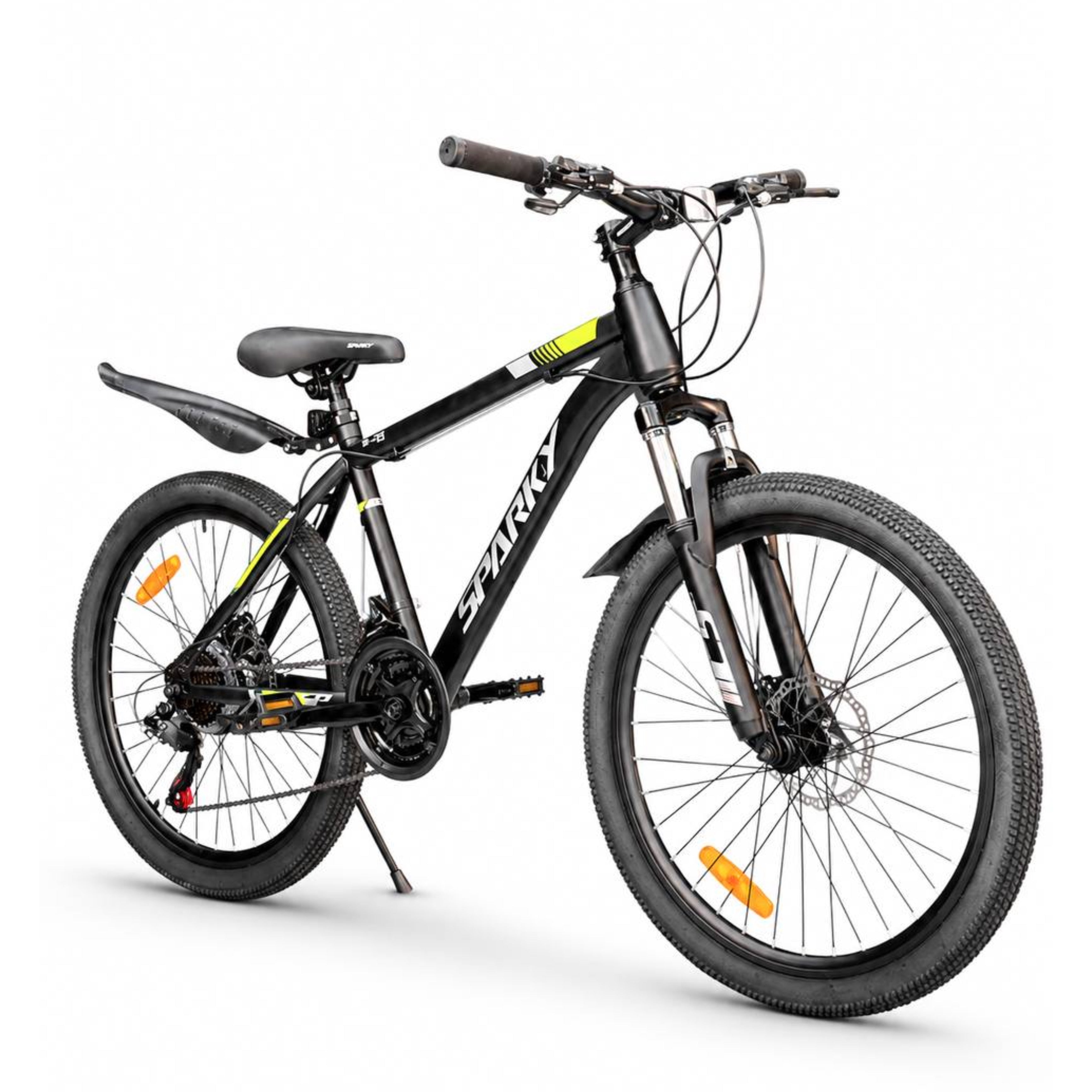 24-inch Mountain Bike - 21 Speeds, Disc Brakes, Front Suspension, Fenders, Quick Release Seat, and High-Quality Tires