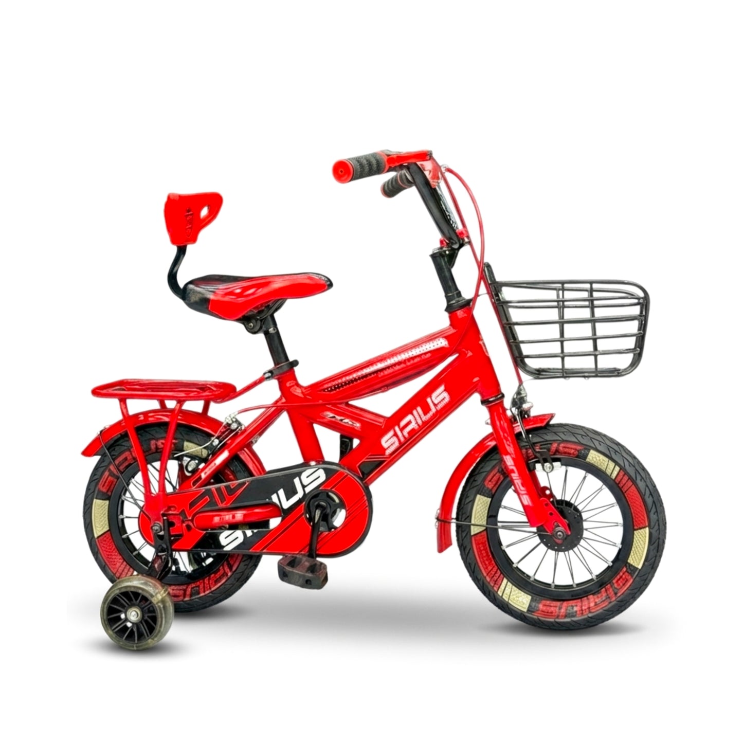 Series Kids Bicycle – Heavy-Duty Frame with Front Basket & Backrest Seat – Safe & Stable Ride Red