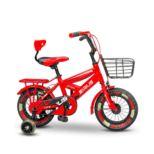 Series Kids Bicycle – Heavy-Duty Frame with Front Basket & Backrest Seat – Safe & Stable Ride Red
