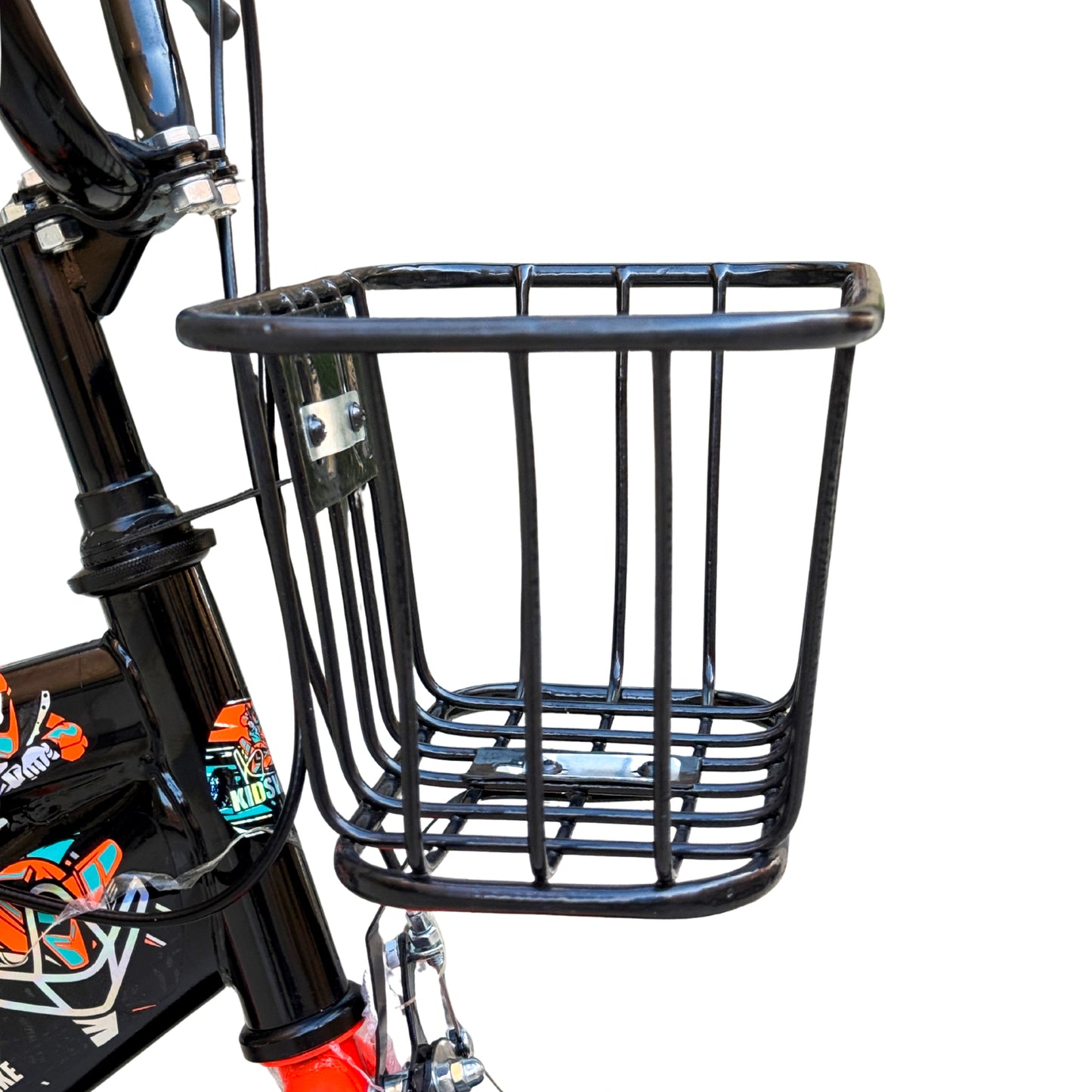 Kids 12 Inch Bicycle – Front Basket, Rear Padded Seat, Chain Guard, Light-Up Training Wheels & Adjustable Quick-Release Seat – For Ages 2–5 Years orange