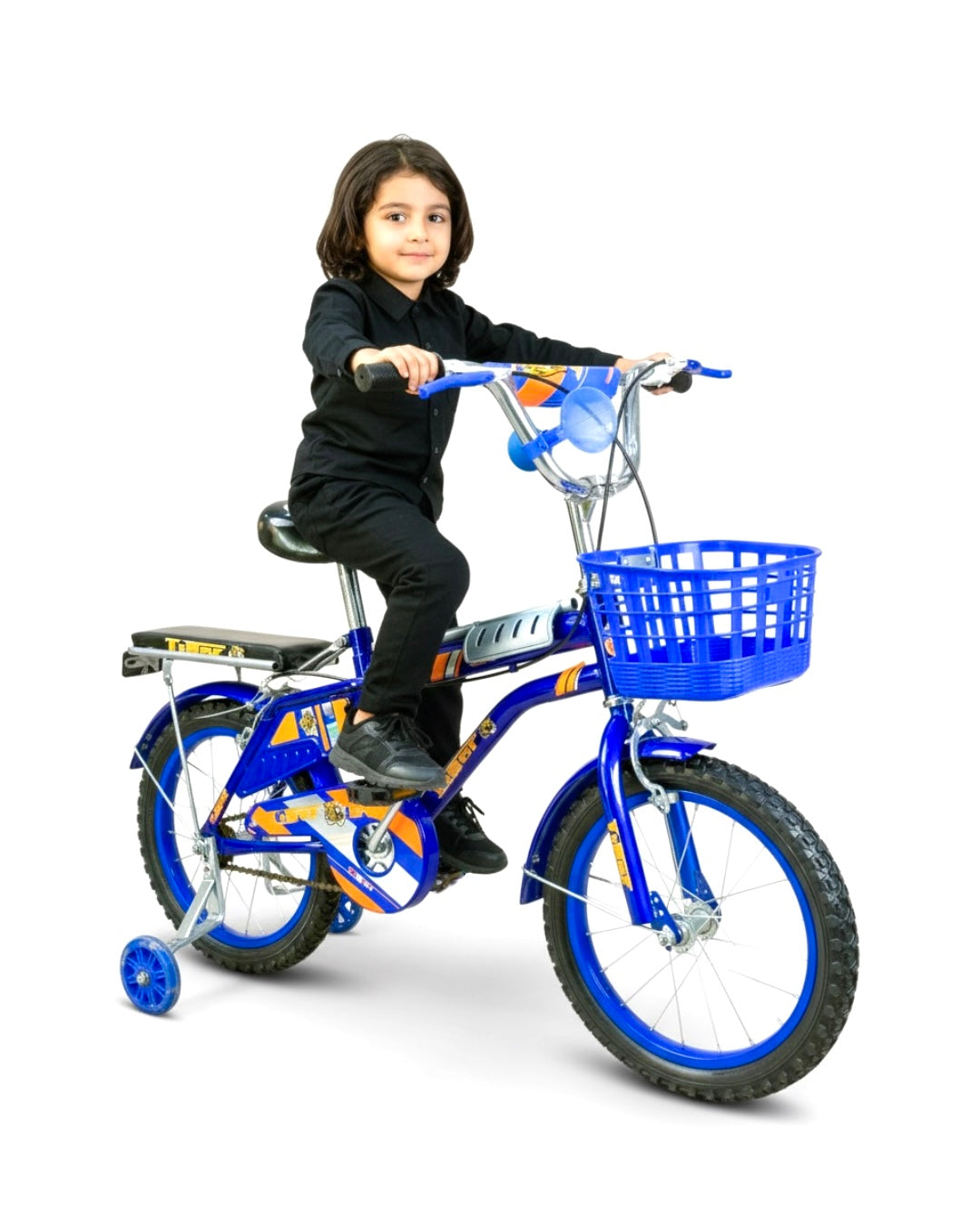 TIGER Kids Bike 16 Inch with Front Basket & Back Seat – For Children 4 to 7 Years