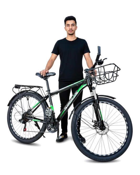 26-Inch Multi-Purpose Bicycle with Front Basket & 21-Speed Gears