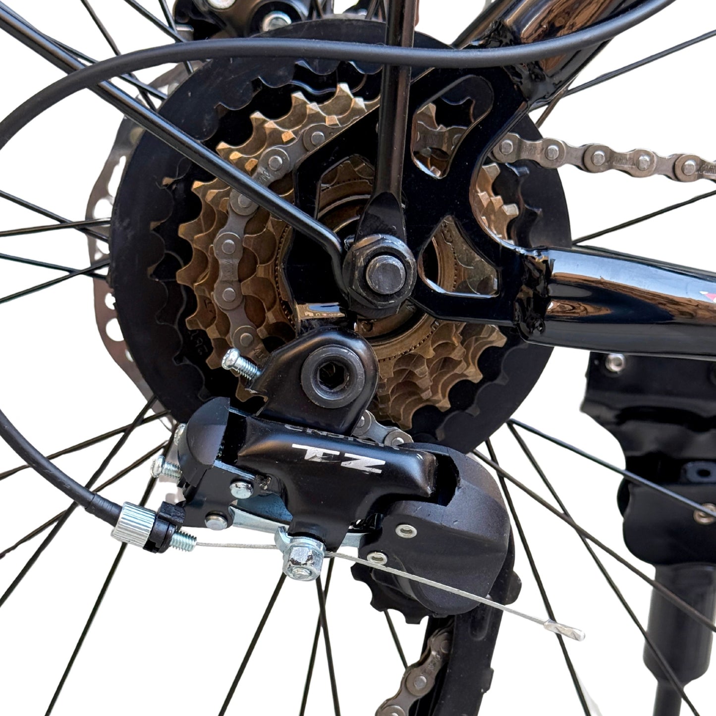 26 Inch Bicycle – 21 Speed, Front Suspension, Disc Brakes, Front Basket & Rear Seat, Quick Release Seat black