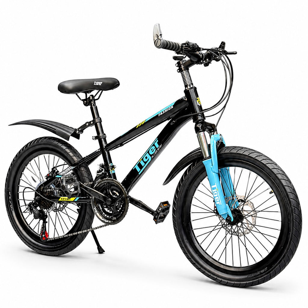 Kids Mountain Bike 20 Inch – 21 Speed – Disc Brakes – Front Suspension – 3.00 Wide Tires – Suitable for Ages 6-12 Silver