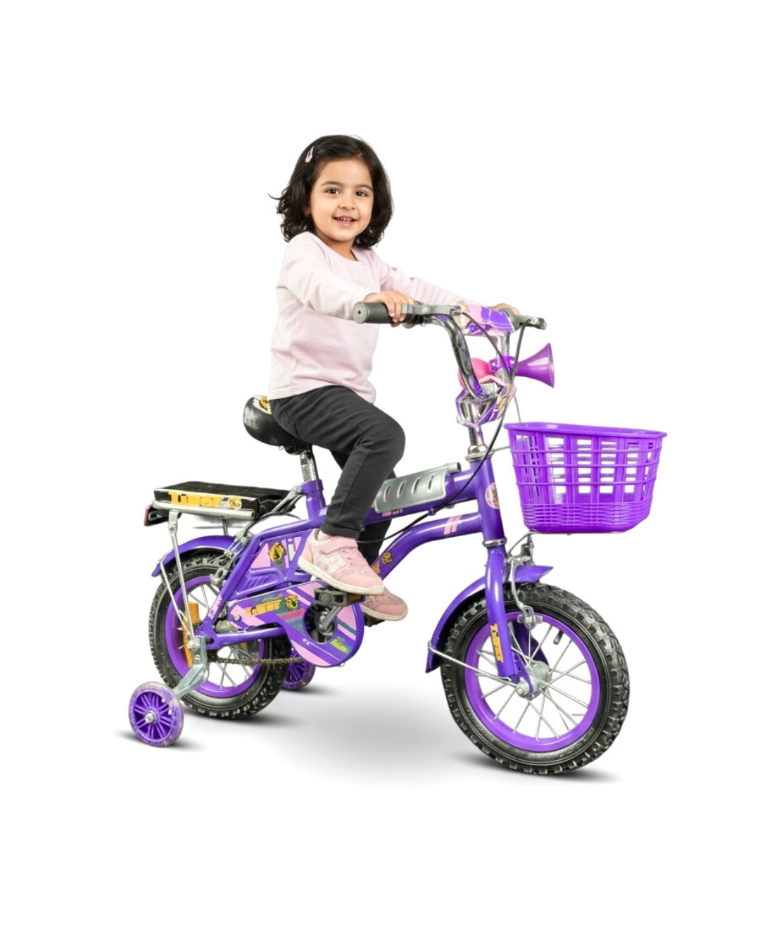 TIGER Kids Bike 12 Inch with Front Basket & Back Seat – For Children 2 to 5 Years