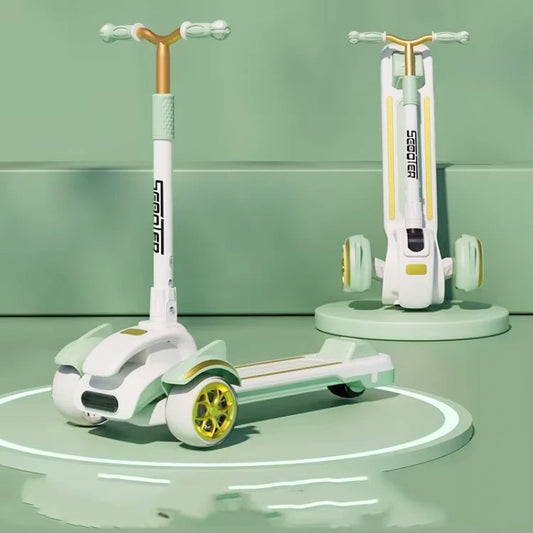 High quality Kid's scooter 3 wheels Big pedal Foldable scooter, height-adjustable PU with LED light wheels, best for gifts for children from 3 to 14