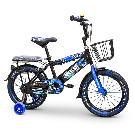 Kids 16 Inch Bicycle – Front Basket, Rear Padded Seat, Chain Guard, Light-Up Training Wheels & Adjustable Quick-Release Seat – For Ages 4–7 Years