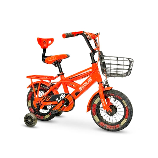 Series 12” Kids Bicycle – Heavy-Duty Frame with Front Basket & Backrest Seat – Safe & Stable Ride orange