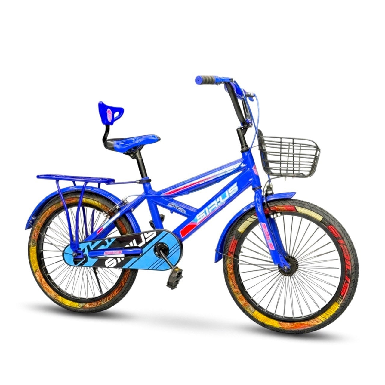 Series 20” Kids Bicycle – Heavy-Duty Frame with Front Basket & Backrest Seat – Safe & Stable Ride Blue