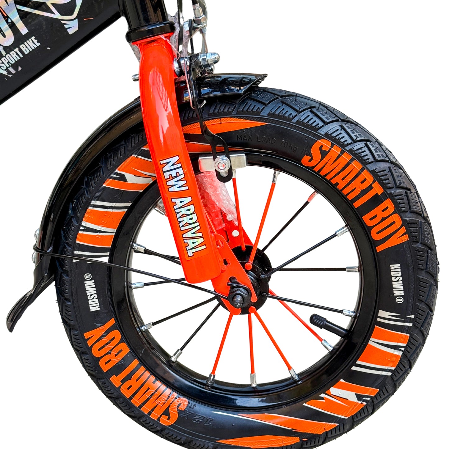 Kids 12 Inch Bicycle – Front Basket, Rear Padded Seat, Chain Guard, Light-Up Training Wheels & Adjustable Quick-Release Seat – For Ages 2–5 Years orange