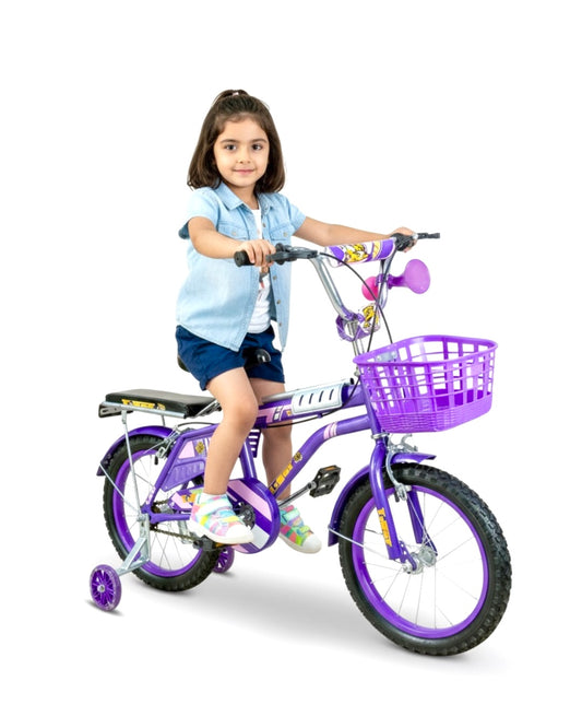 TIGER Kids Bike 16 Inch with Front Basket & Back Seat – For Children 4 to 7 Years