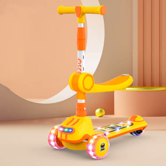 3-in-1 Kids Scooter with Seat, Music & LED Lights