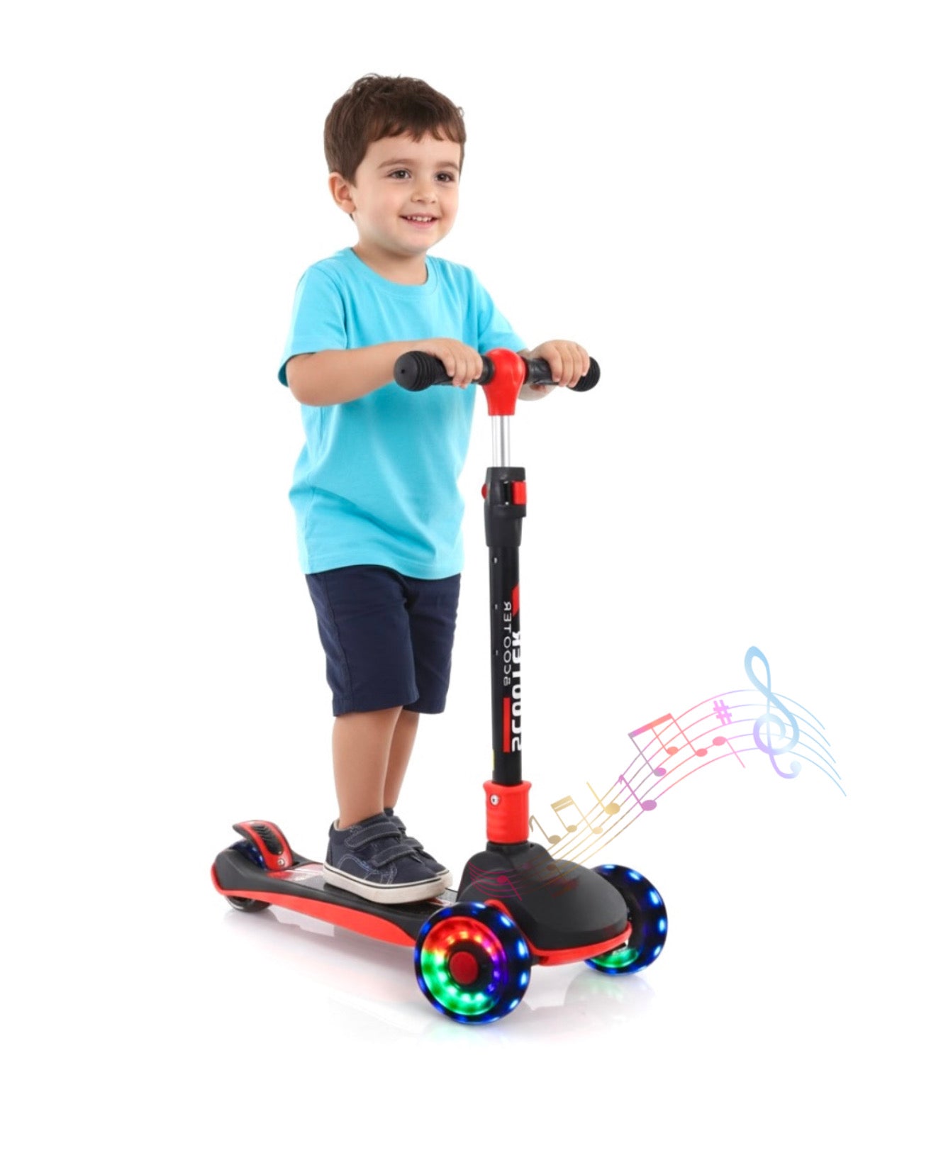 سكوتر اطفال عالي الجودة للاطفال من عمر 3 الى 12 سنة، لون احمر