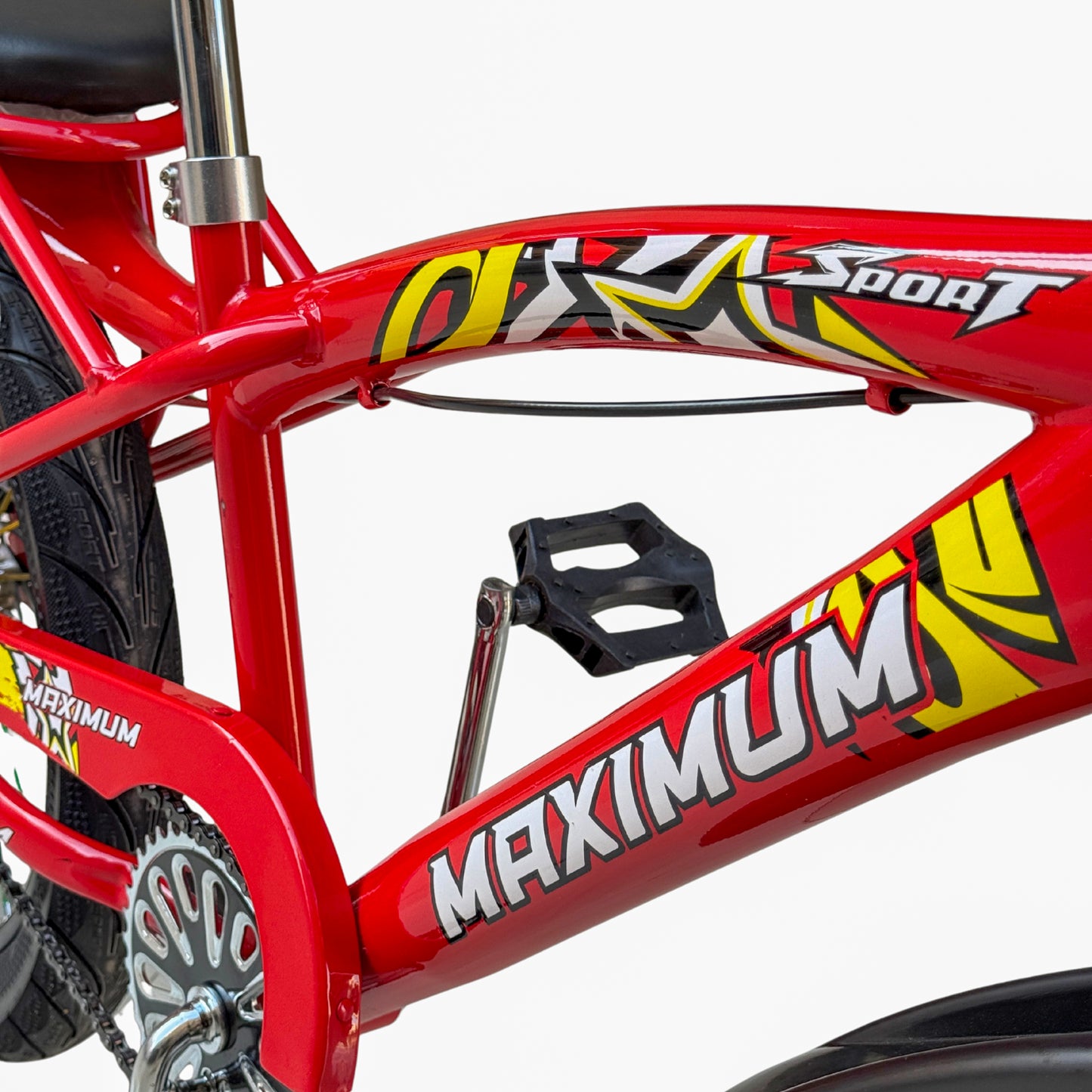 BMX 20 Inch Bike for Kids & Teens (Ages 6–15) – Front Suspension, Disc Brake, Front Basket, Color Spokes & Rear Comfortable Seat red