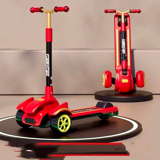 High quality Kid's scooter 3 wheels Big pedal Foldable scooter, height-adjustable PU with LED light wheels, best for gifts for children from 3 to 14