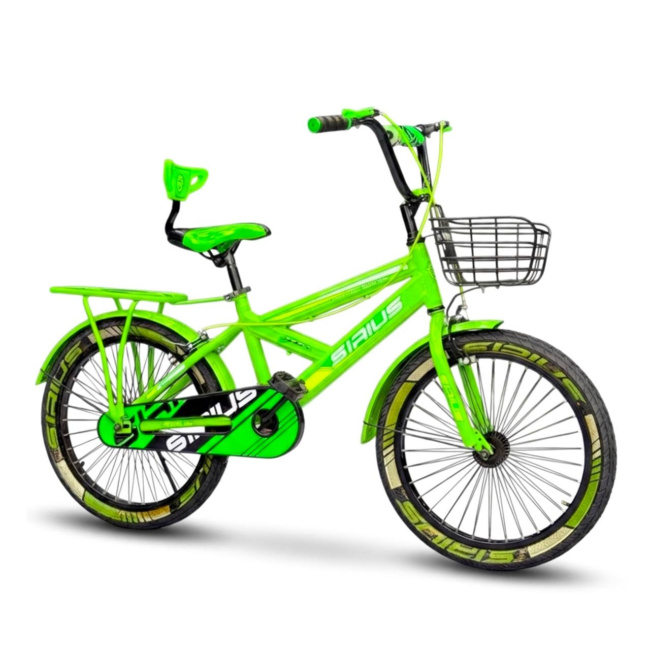 Series 20” Kids Bicycle – Heavy-Duty Frame with Front Basket & Backrest Seat – Safe & Stable Ride Green