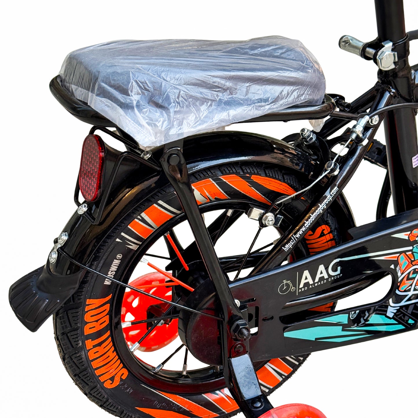 Kids 12 Inch Bicycle – Front Basket, Rear Padded Seat, Chain Guard, Light-Up Training Wheels & Adjustable Quick-Release Seat – For Ages 2–5 Years orange