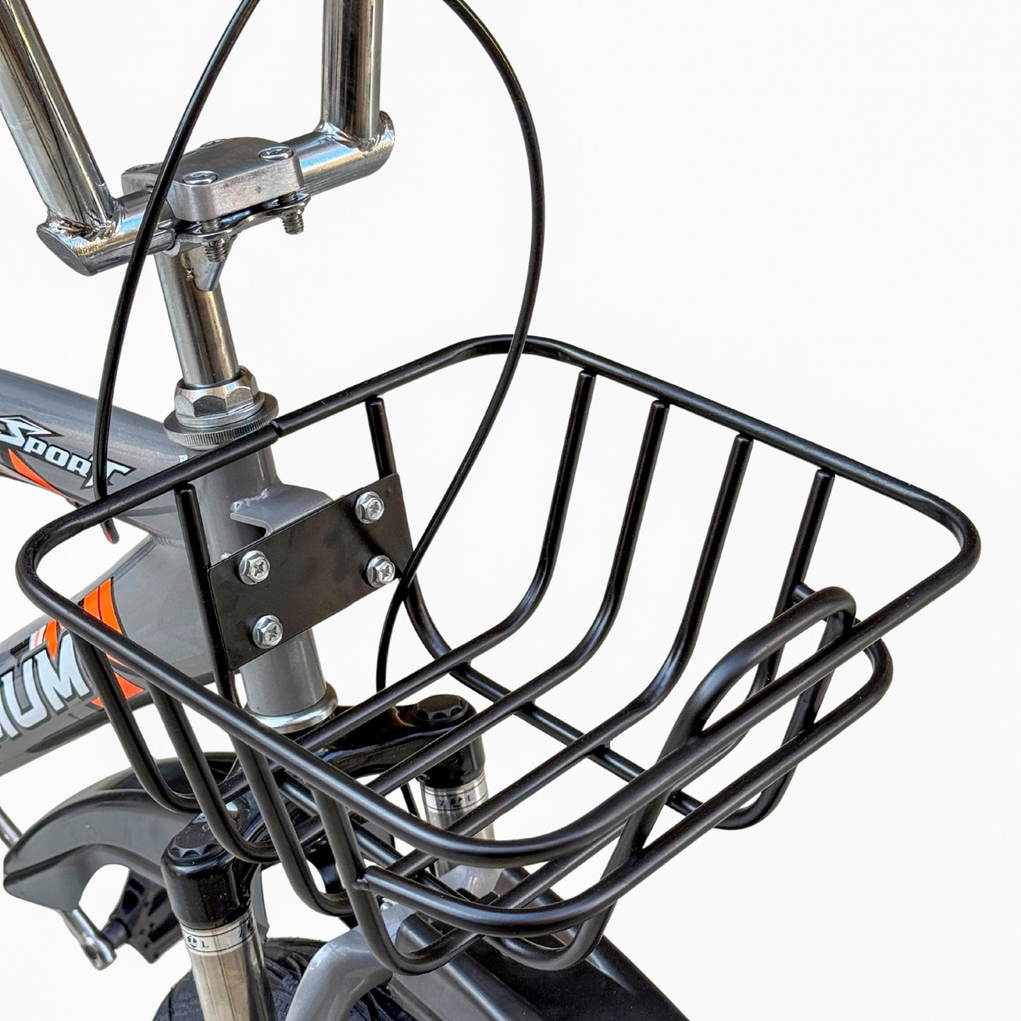 BMX 20 Inch Bike for Kids & Teens (Ages 6–15) – Front Suspension, Disc Brake, Front Basket, Color Spokes & Rear Comfortable Seat silver