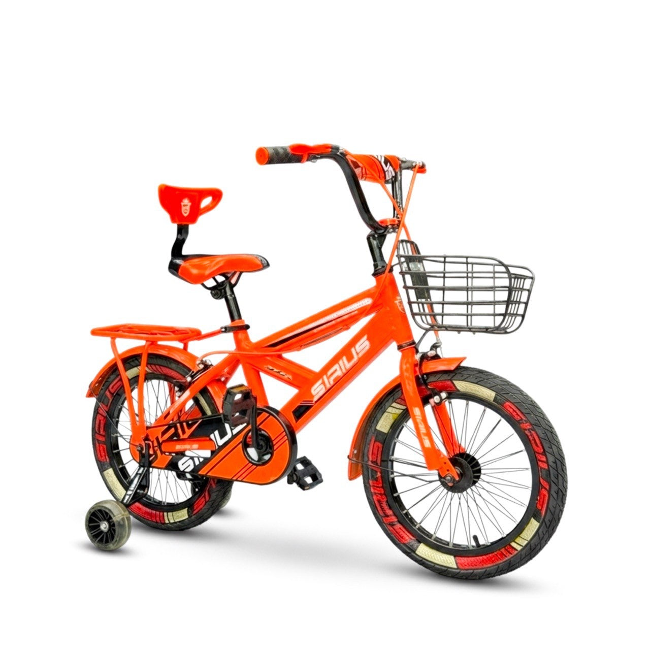 Series 16” Kids Bicycle – Heavy-Duty Frame with Front Basket & Backrest Seat – Safe & Stable Ride Orange