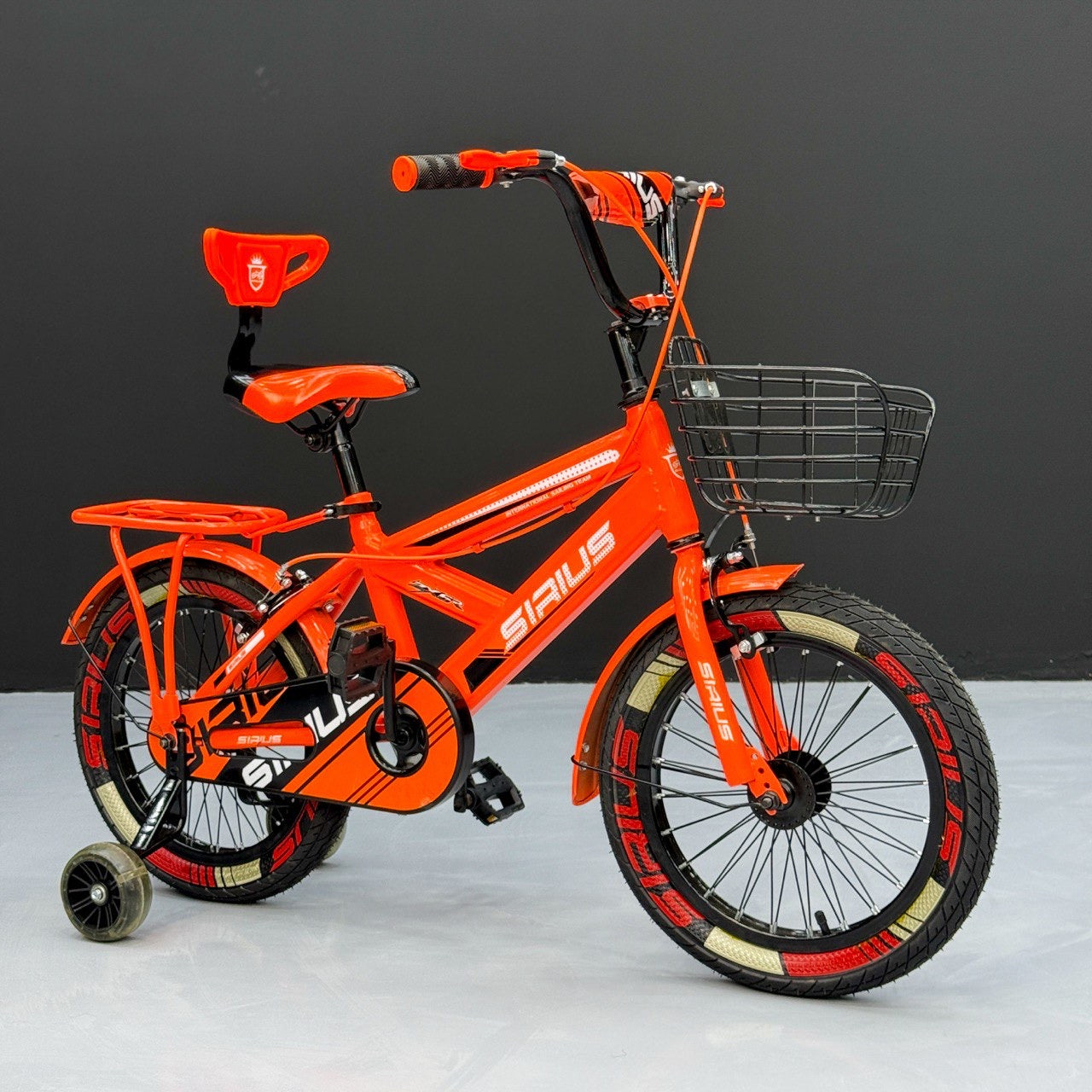 Series 16” Kids Bicycle – Heavy-Duty Frame with Front Basket & Backrest Seat – Safe & Stable Ride Orange