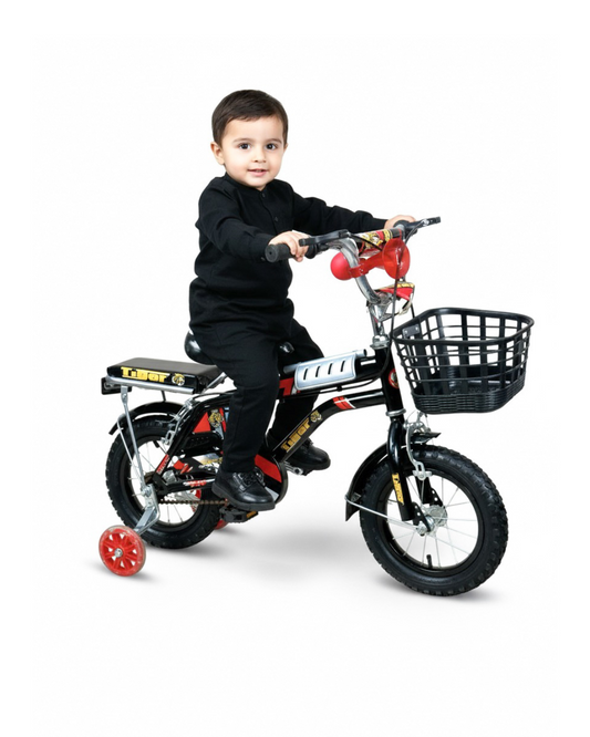 TIGER Kids Bike 12 Inch with Front Basket & Back Seat – For Children 2 to 5 Years