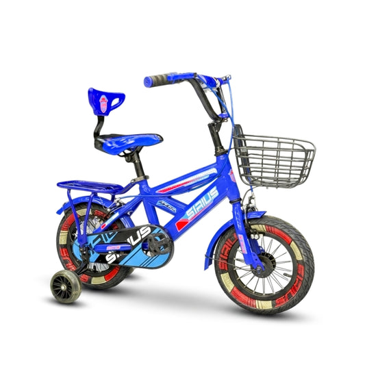 Series 12” Kids Bicycle – Heavy-Duty Frame with Front Basket & Backrest Seat – Safe & Stable Ride blue