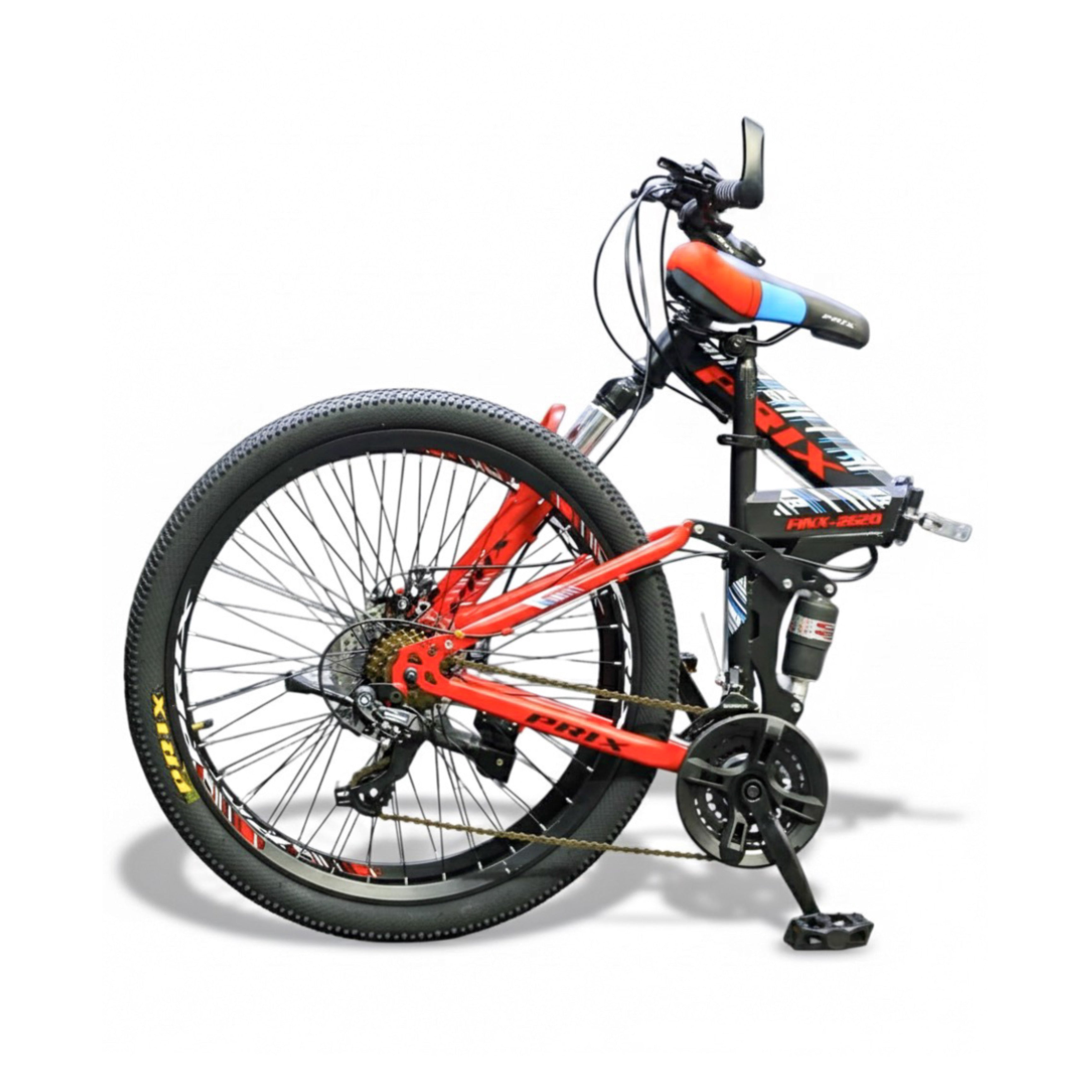 Foldable Mountain Bike 26 Inch – 21 Speed – Strong Steel Frame – Front & Rear Disc Brakes – Dual Suspension red