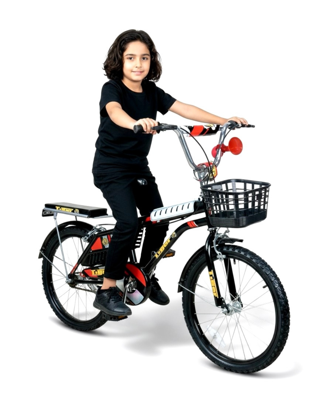 TIGER Kids Bike 20 Inch with Front Basket & Back Seat – For Children 6 to 10 Years