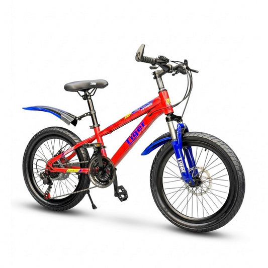 Kids Mountain Bike 20 Inch – 21 Speed – Disc Brakes – Front Suspension – 3.00 Wide Tires – Suitable for Ages 6-12 Red