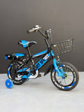 Kids' bike, sizes 12 - 16 - 20, suitable for ages 2 to 10 years, durable high-quality frame, front basket, bell, quick-release padded seat, front and rear mudguards