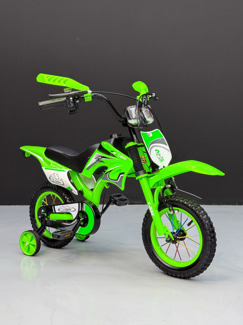 12-Inch Sporty Motorcycle-Style Bicycle for Ages 2-4 Years Green